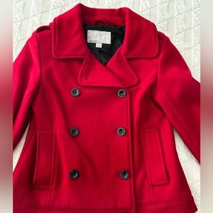 Short red pea coat